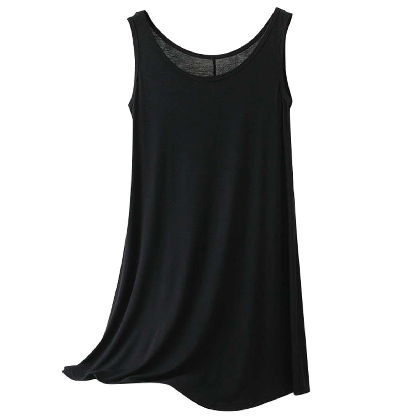 thumbnail image 1 of Vestido informal sin mangas y cuello redondo para mujer - Poliéster, color liso, tallas M-XXL, primavera/verano, hogar/ocio, 1 of 8